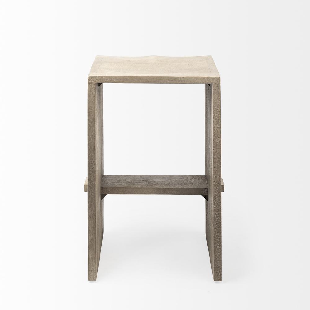 26" Minimal Cool Gray Brown Wood Counter Stool. Picture 4