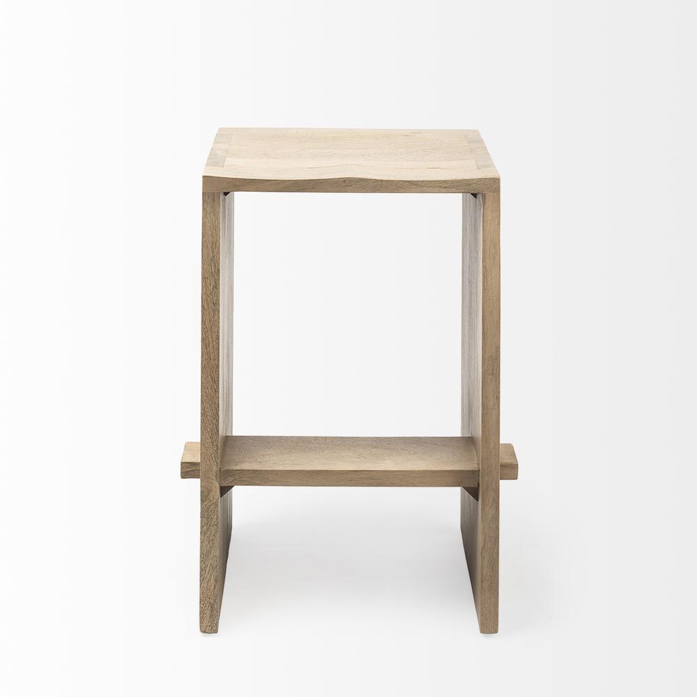 26" Minimal Light Brown Wood Counter Stool. Picture 2
