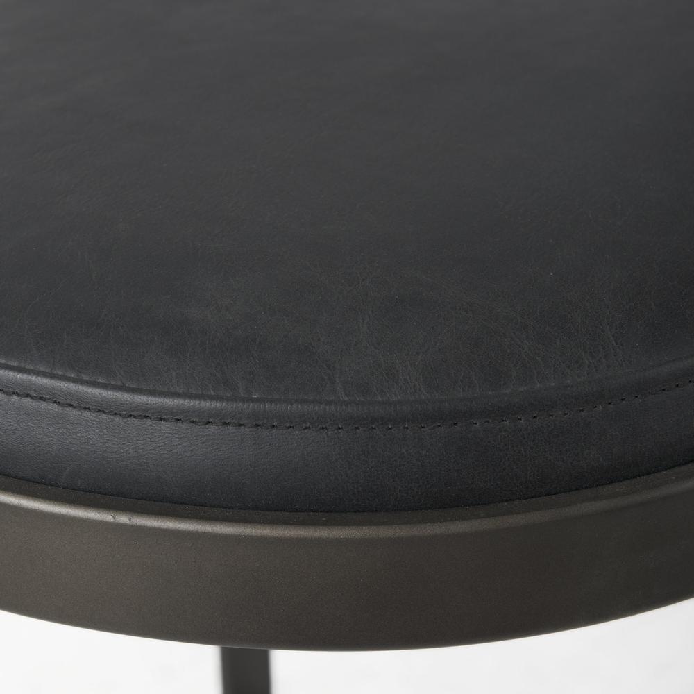Black Leather C Shape Metal Counter Stool Black/Gray. Picture 8