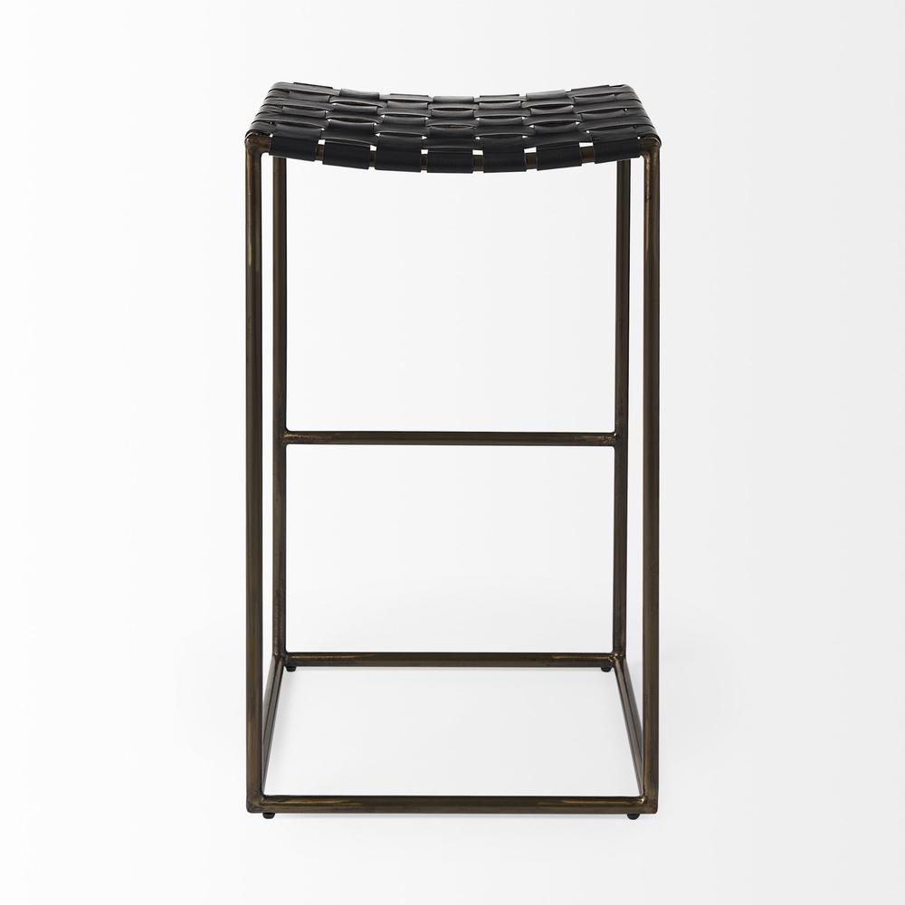 Black Woven Leather Bar Stool. Picture 4