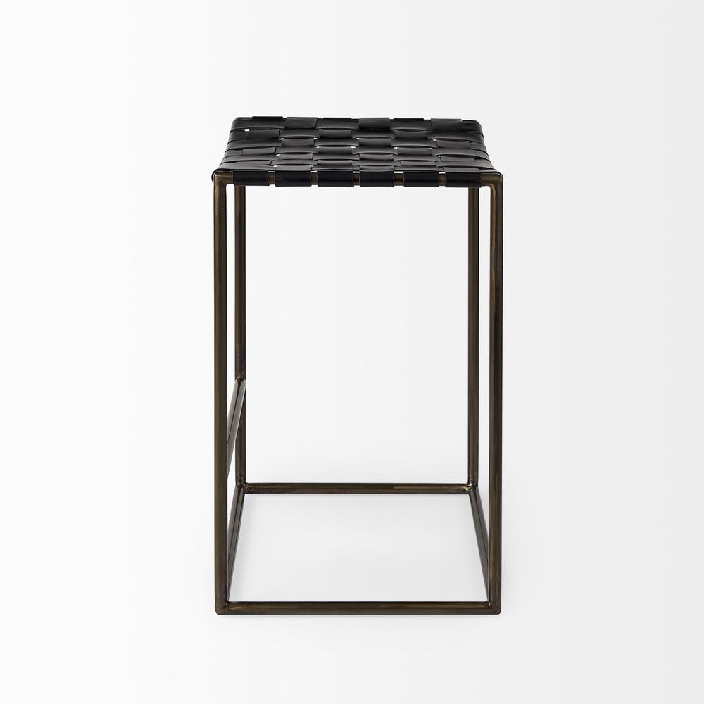 Black Woven Leather Counter Stool. Picture 2