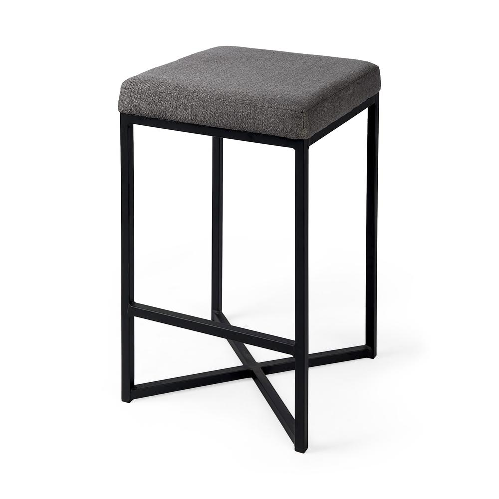 Geo Cube Black Metal and Gray Counter Stool. Picture 1