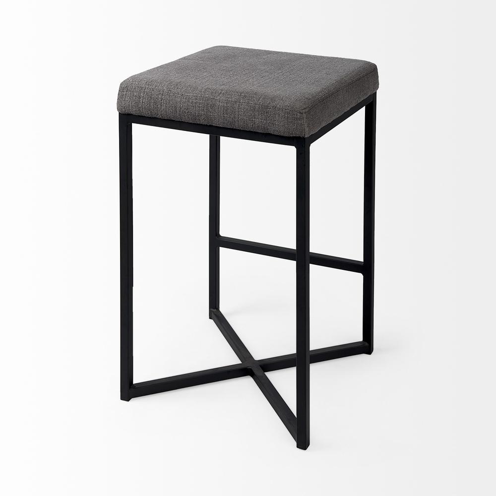 Geo Cube Black Metal and Gray Counter Stool. Picture 5