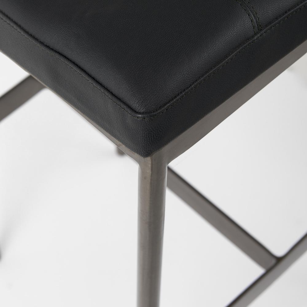 Black Leather Bar Stool with Gold Metal Frame Black. Picture 6
