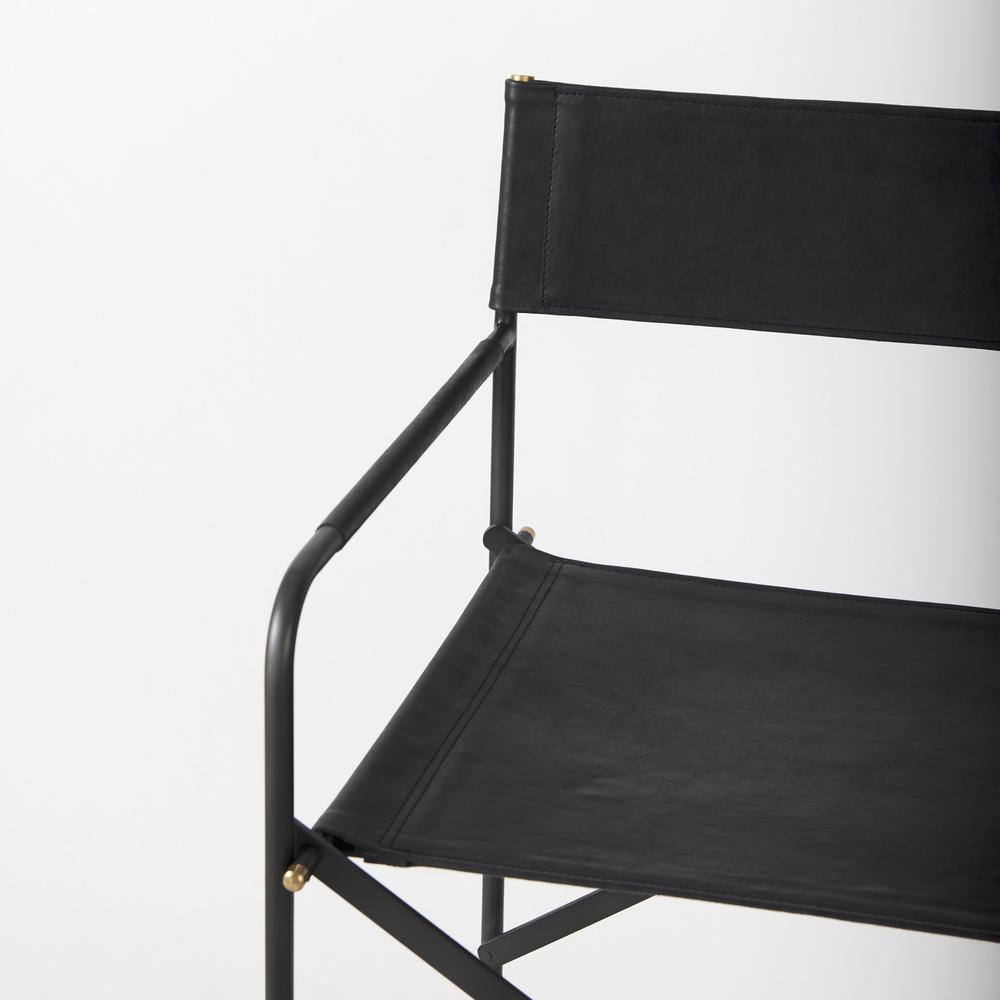 Black Leather Director's Chair Counter Stool. Picture 7