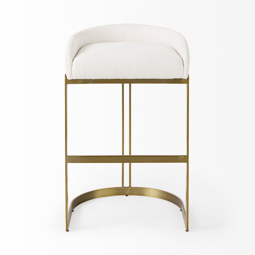 33" Off White and Gold Low Back Bar Stool. Picture 2