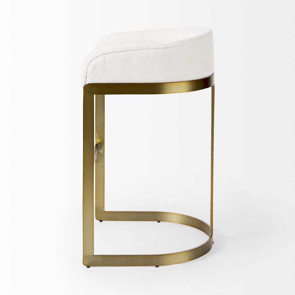 33" Off White and Gold Low Back Bar Stool. Picture 3