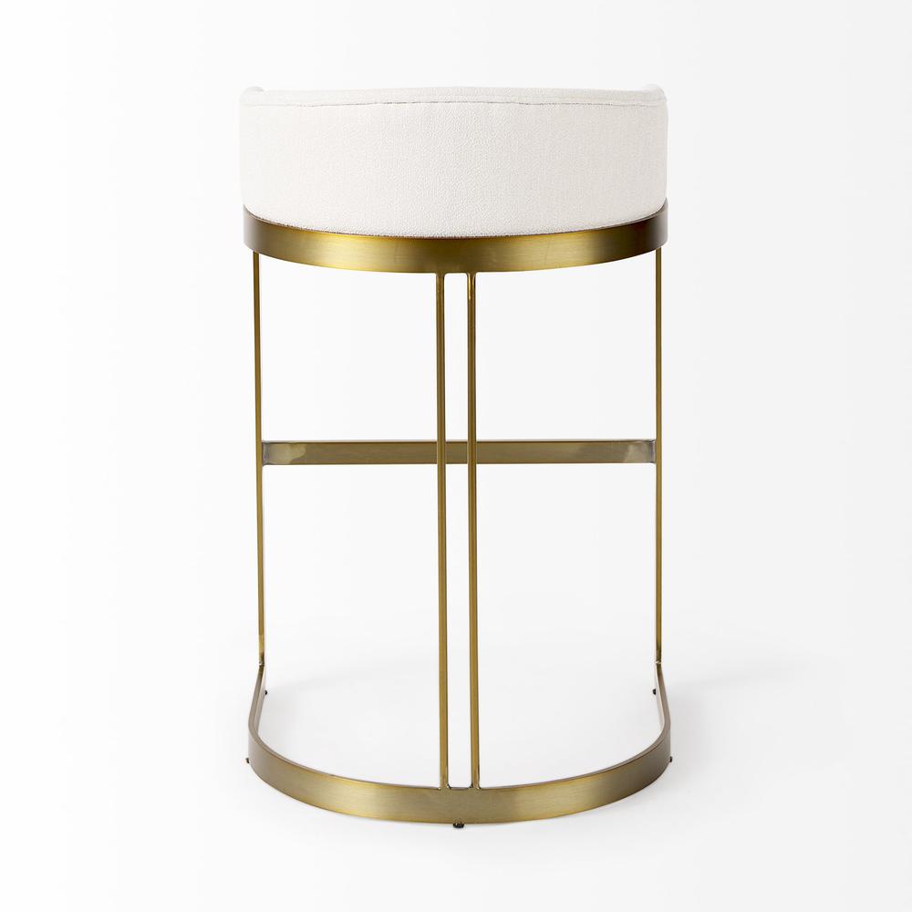 33" Off White and Gold Low Back Bar Stool. Picture 4