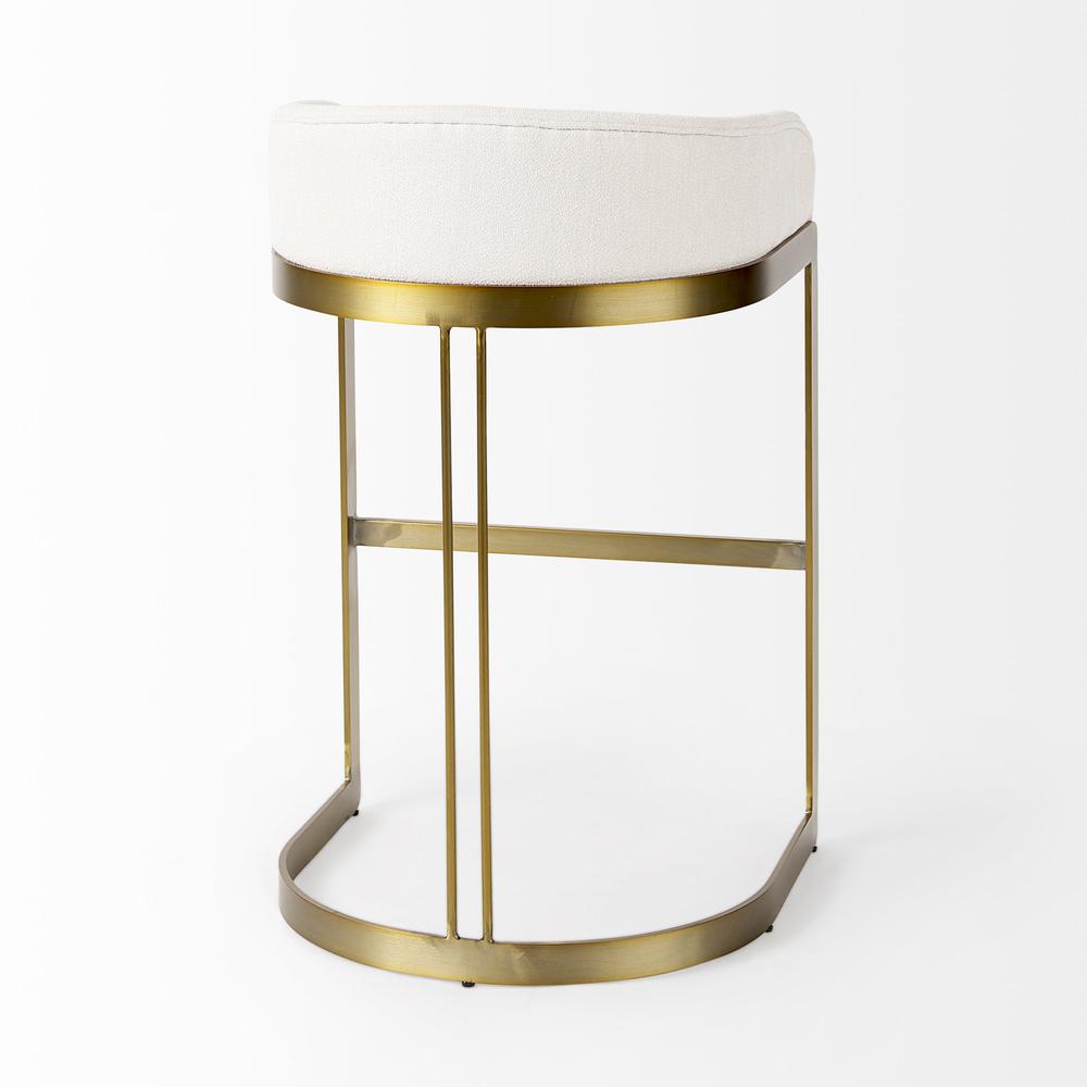33" Off White and Gold Low Back Bar Stool. Picture 5