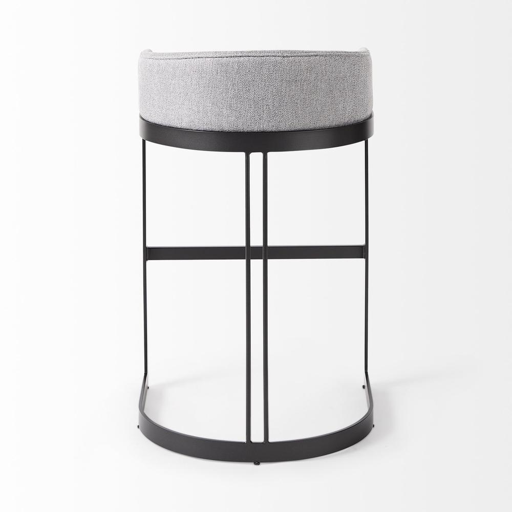 Light Gray Bar Stool with Black Metal Base. Picture 4