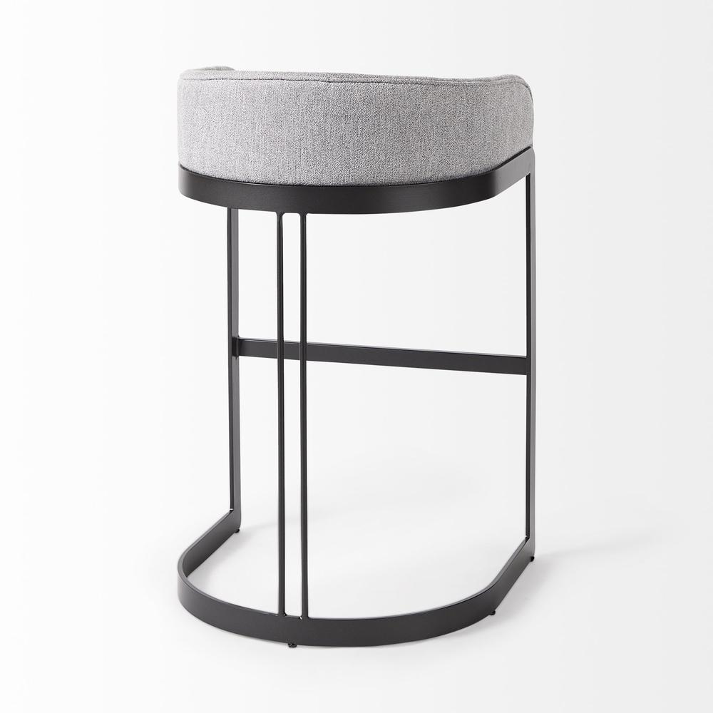 Light Gray Bar Stool with Black Metal Base. Picture 5