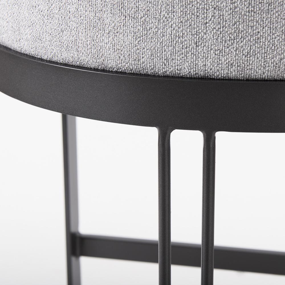 Light Gray Bar Stool with Black Metal Base. Picture 9