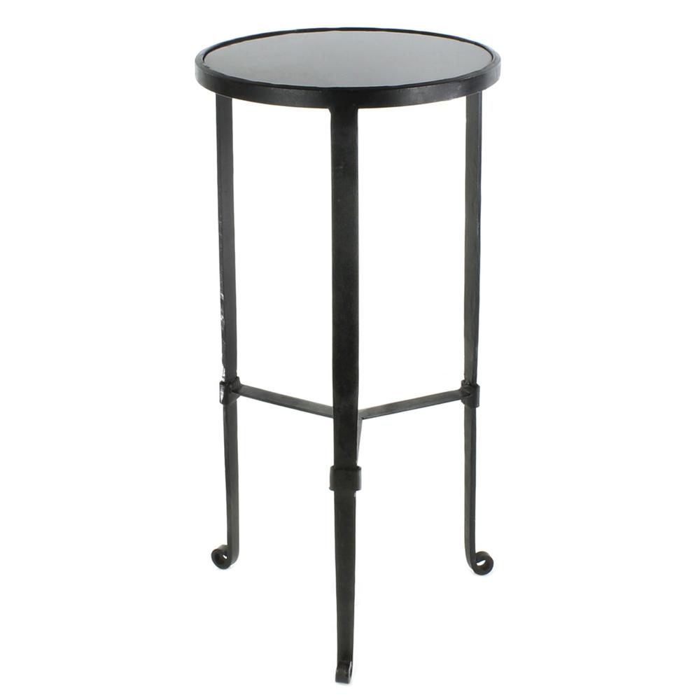 Black and Gray Stone Top Side Table. Picture 1