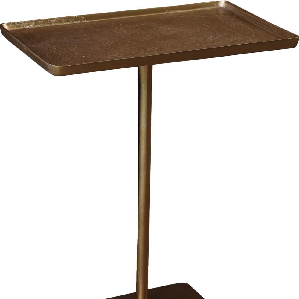 Gold Cast Aluminum Side Table. Picture 3