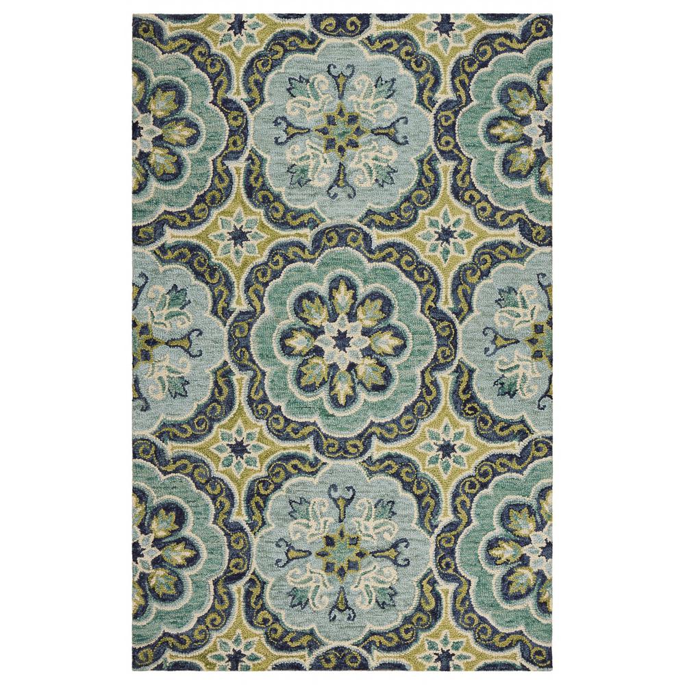 8’ x 10' Green Floral Artwork Area Rug Green. Picture 1