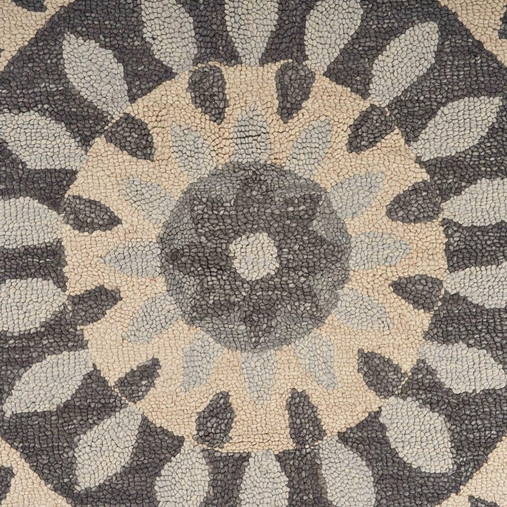 4’ Round Gray Floral Bloom Area Rug Gray. Picture 2