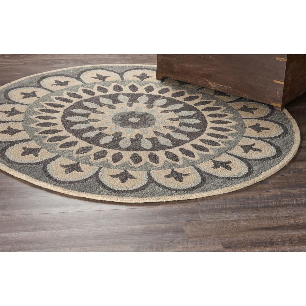 4’ Round Gray Floral Bloom Area Rug Gray. Picture 7
