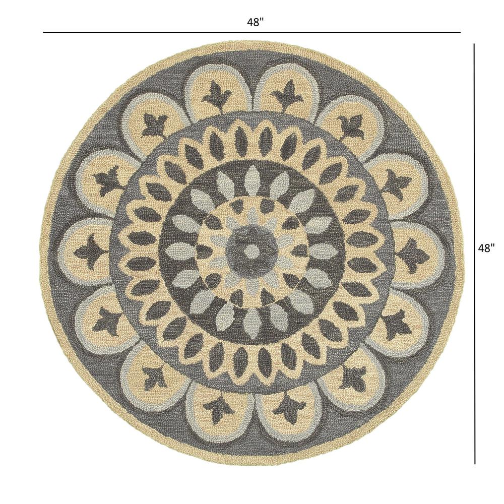 4’ Round Gray Floral Bloom Area Rug Gray. Picture 9