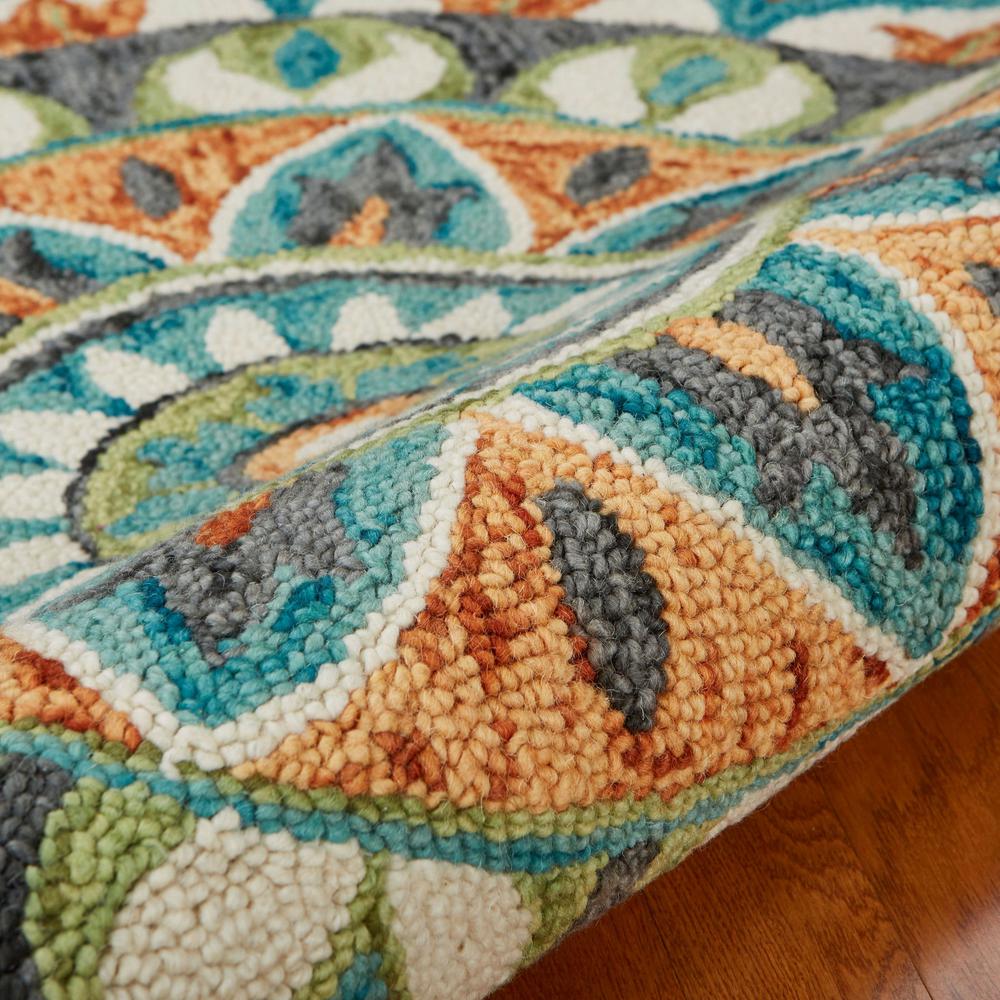 4’ Round Blue and Orange Medallion Area Rug Blue/Green. Picture 5