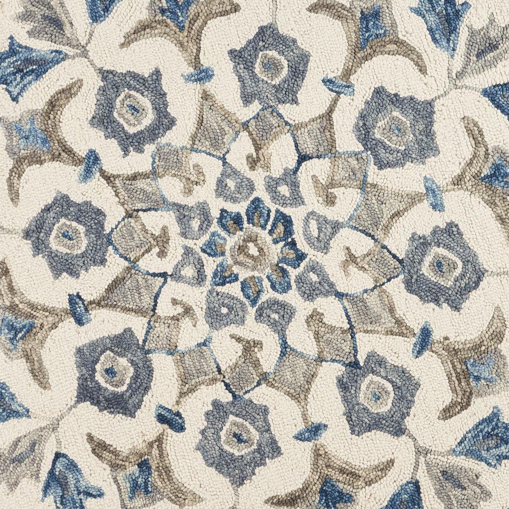 4’ Round Blue Floral Oasis Area Rug Blue. Picture 2