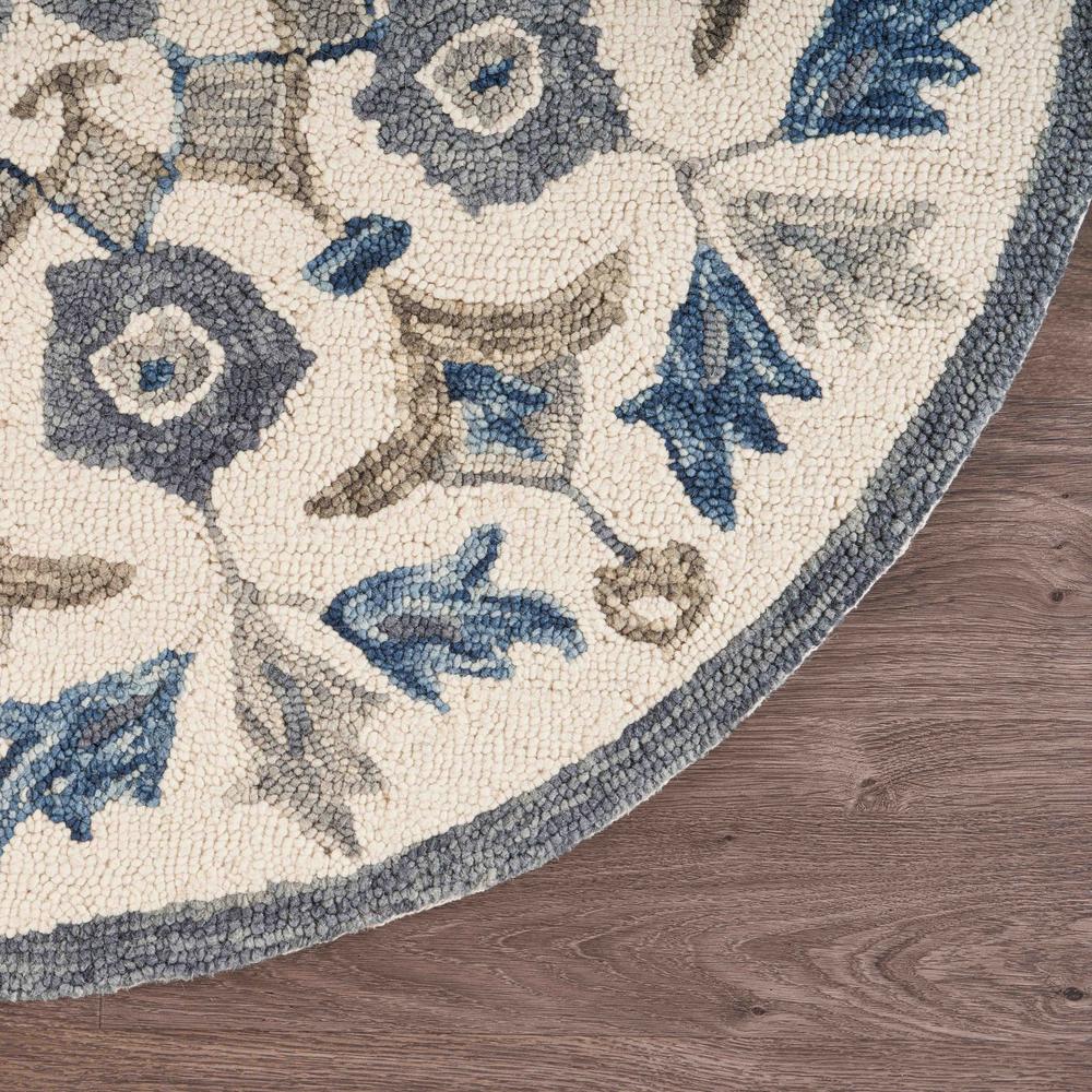 4’ Round Blue Floral Oasis Area Rug Blue. Picture 3
