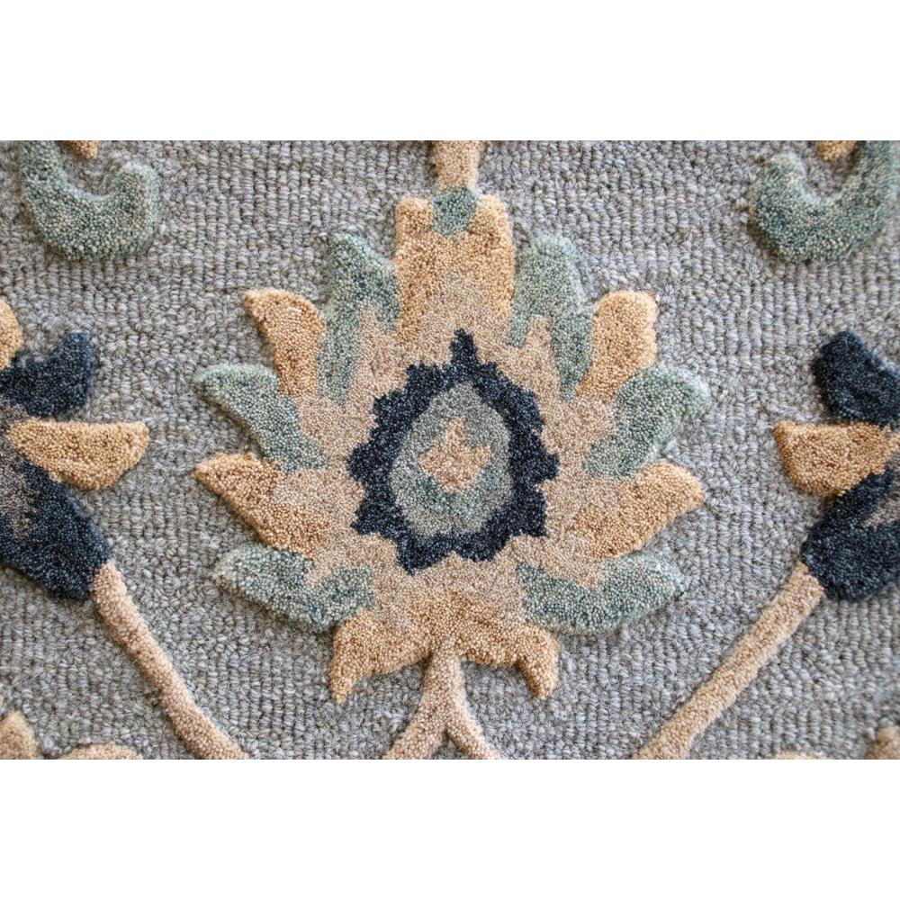 2’ x 4’ Blue and Beige Floral Hearth Rug Blue/Cream/Beige. Picture 2
