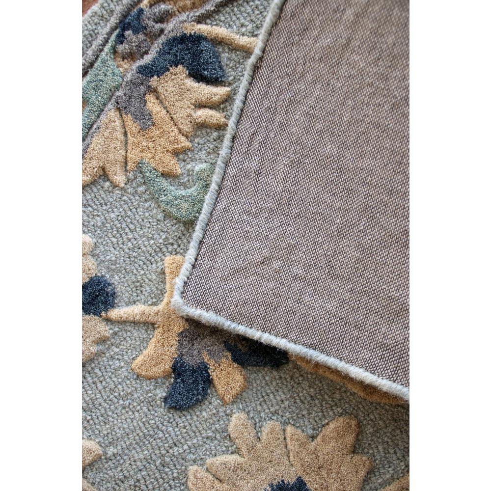 2’ x 4’ Blue and Beige Floral Hearth Rug Blue/Cream/Beige. Picture 4