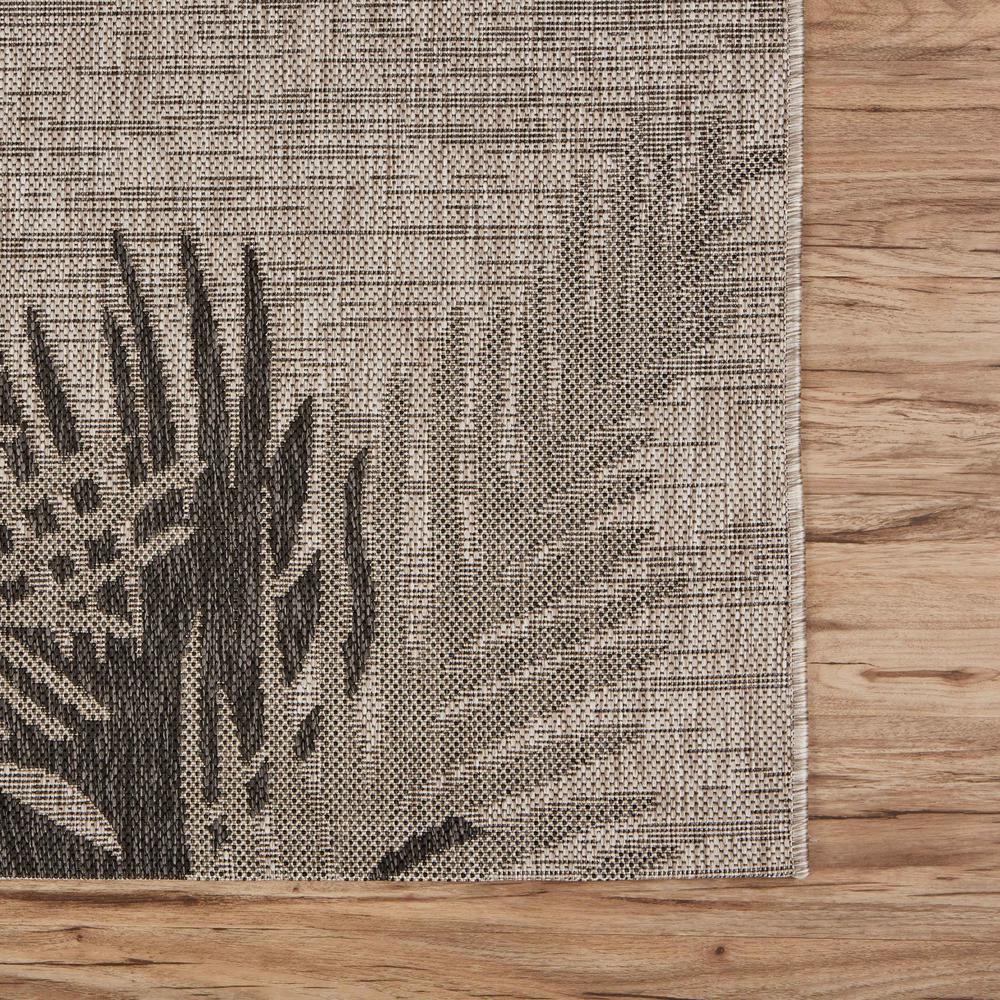 8’ x 9’ Beige Palm Leaves Indoor Outdoor Scatter Rug Beige. Picture 6