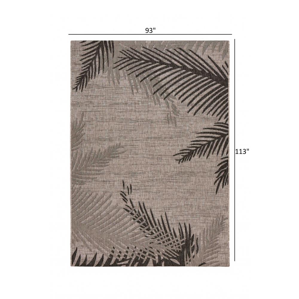 8’ x 9’ Beige Palm Leaves Indoor Outdoor Scatter Rug Beige. Picture 9