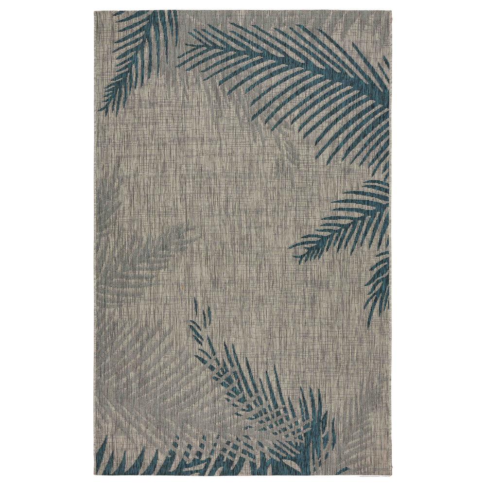 5’ x 7’ Gray Palm Leaves Indoor Outdoor Area Rug Gray. Picture 1