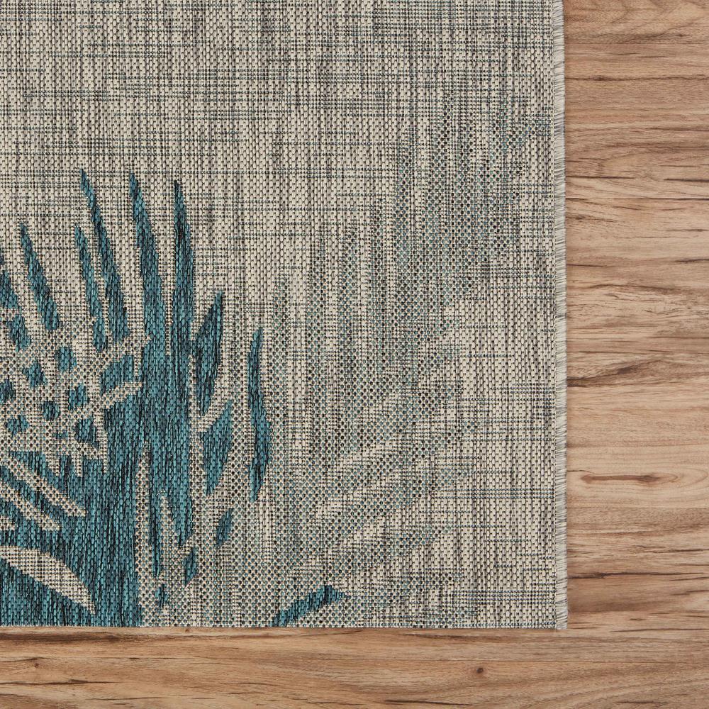 5’ x 7’ Gray Palm Leaves Indoor Outdoor Area Rug Gray. Picture 6