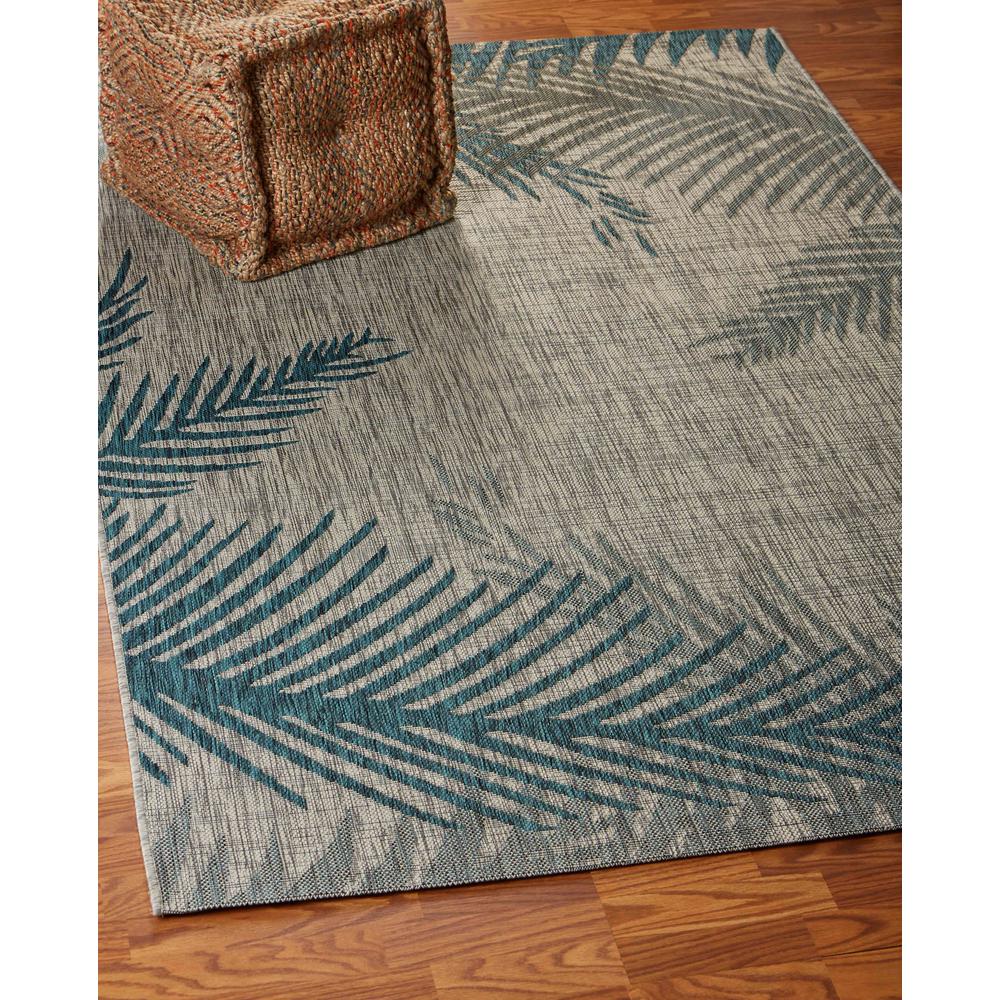 5’ x 7’ Gray Palm Leaves Indoor Outdoor Area Rug Gray. Picture 7