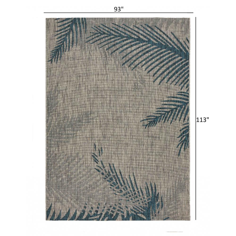 8’ x 9’ Gray Palm Leaves Indoor Outdoor Area Rug Gray. Picture 9