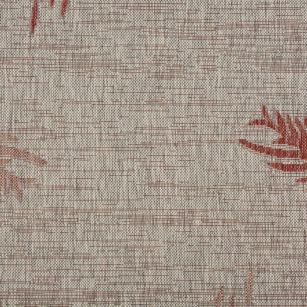 5’ x 7’ Red Palm Leaves Indoor Outdoor Area Rug Beige. Picture 2
