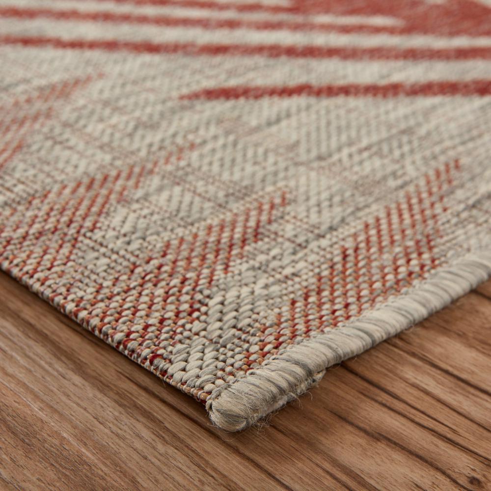 5’ x 7’ Red Palm Leaves Indoor Outdoor Area Rug Beige. Picture 3