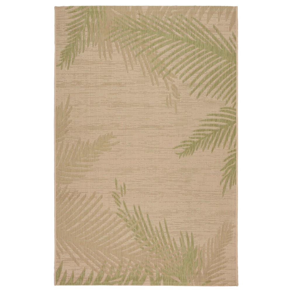 5’ x 7’ Green Palms Indoor Outdoor Area Rug Beige. Picture 1