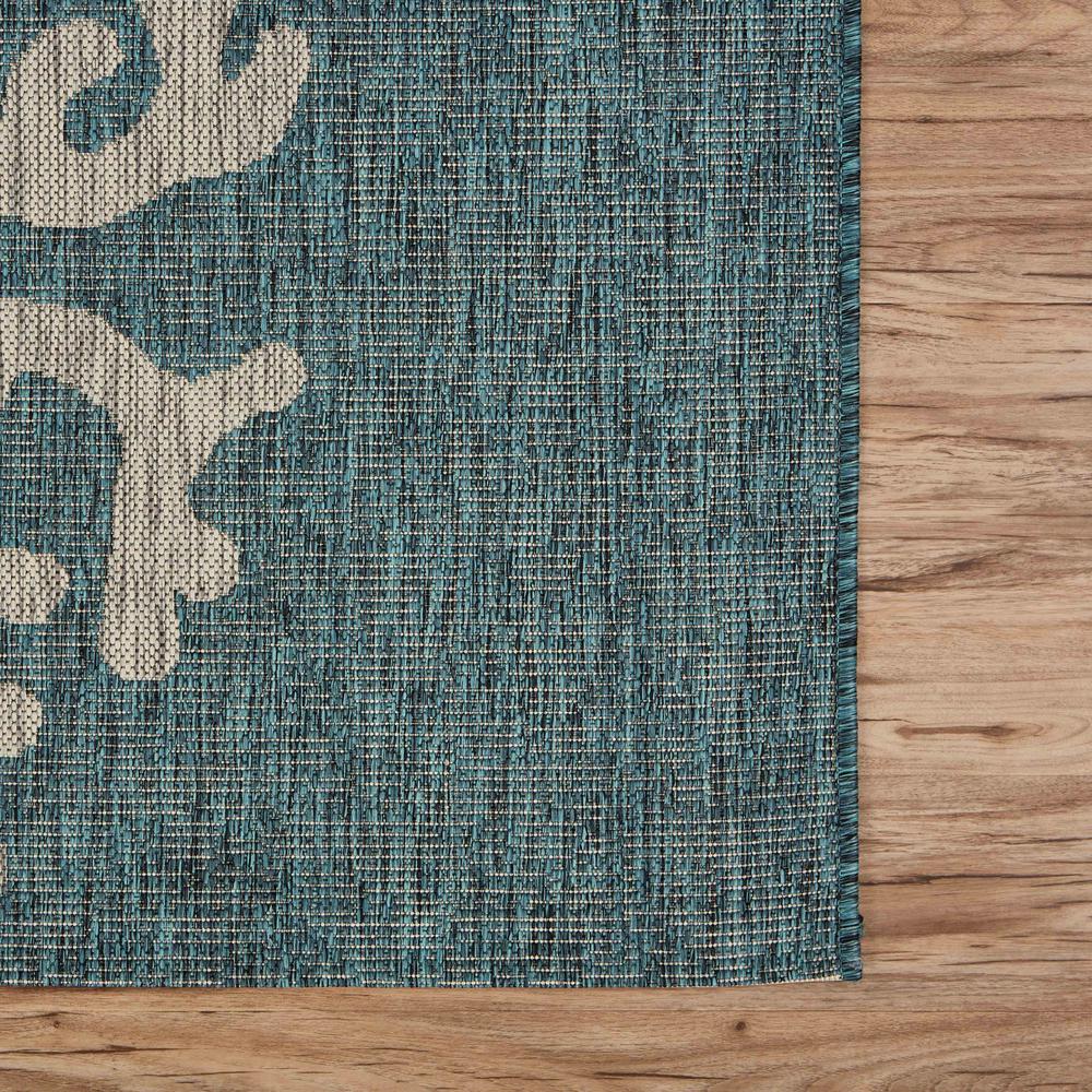 8’ x 9’ Blue Coral Reef Indoor Outdoor Area Rug Blue. Picture 6
