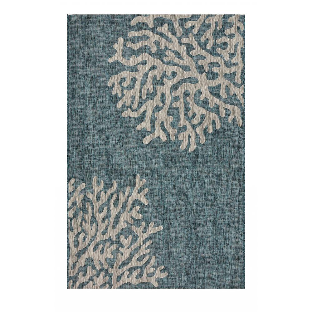 8’ x 9’ Blue Coral Reef Indoor Outdoor Area Rug Blue. Picture 9