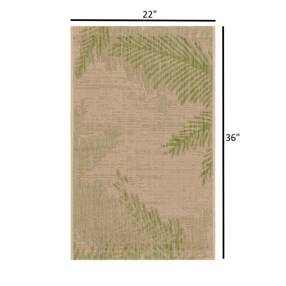 2’ x 3’ Green Palms Indoor Outdoor Scatter Rug Beige. Picture 9