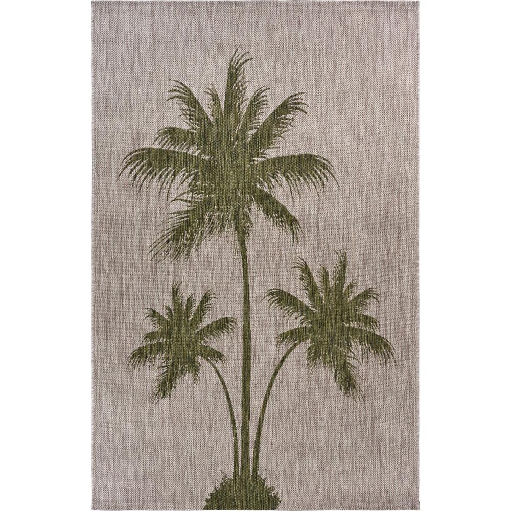 2’ x 3’ Green Palm Tree Indoor Outdoor Scatter Rug Beige. Picture 1