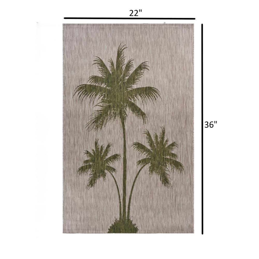 2’ x 3’ Green Palm Tree Indoor Outdoor Scatter Rug Beige. Picture 9