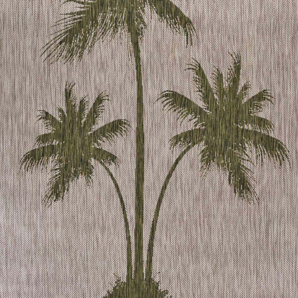 5’ x 7’ Green Palm Tree Indoor Outdoor Area Rug Beige. Picture 2