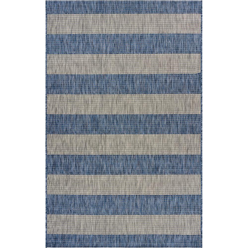 2’ x 3’ Navy Stripes Indoor Outdoor Scatter Rug Navy/Gray. The main picture.