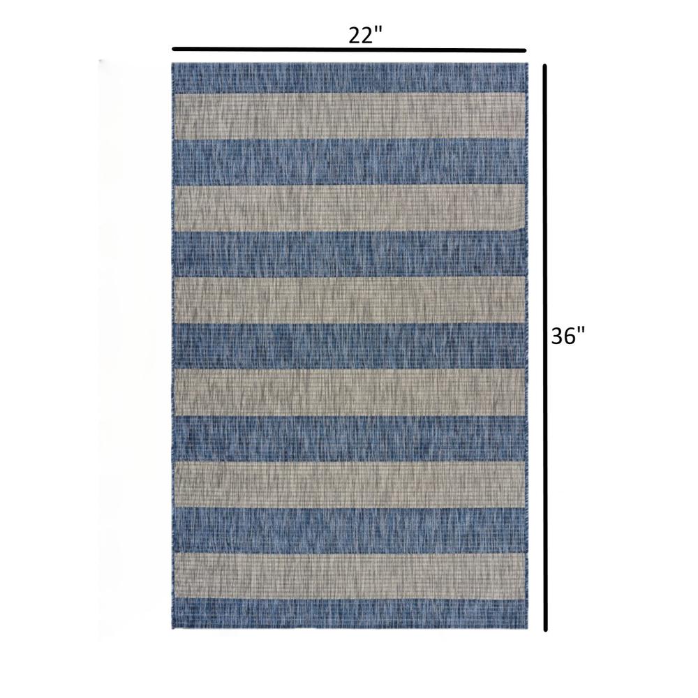 2’ x 3’ Navy Stripes Indoor Outdoor Scatter Rug Navy/Gray. Picture 9