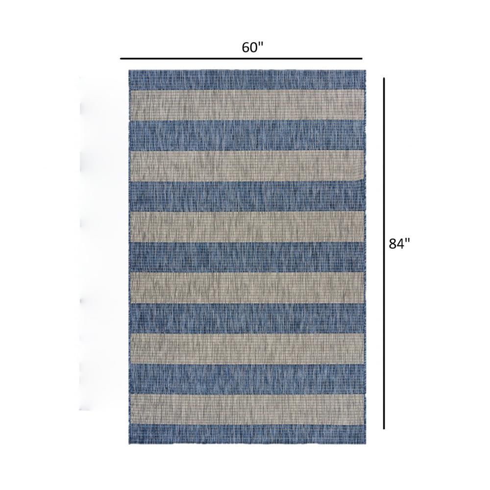 5’ x 7’ Navy Stripes Indoor Outdoor Area Rug Navy/Gray. Picture 9