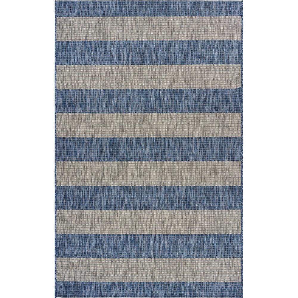 8’ x 10’ Navy Stripes Indoor Outdoor Area Rug Navy/Gray. The main picture.