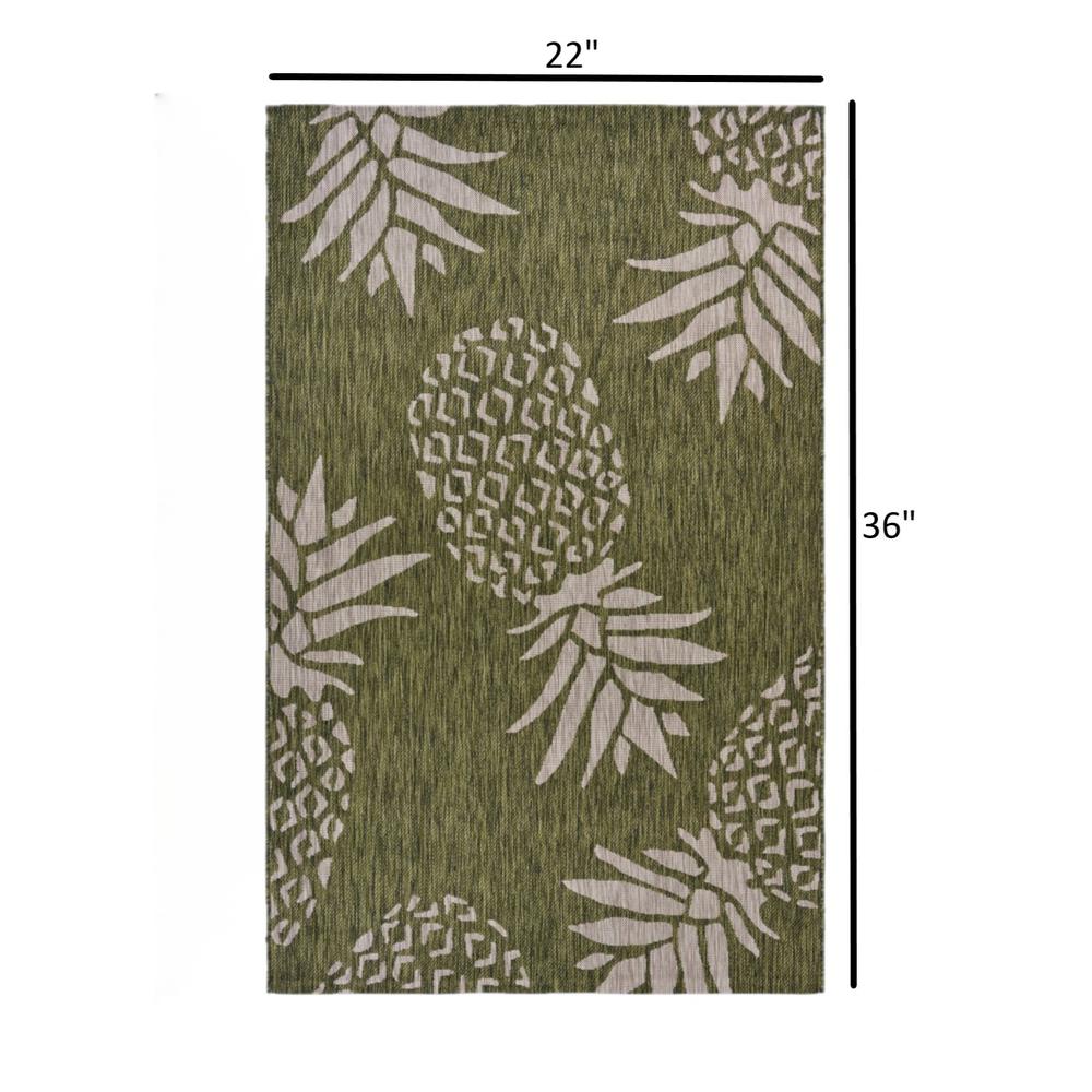 2’ x 3’ Green Pineapple Indoor Outdoor Scatter Rug Green. Picture 8