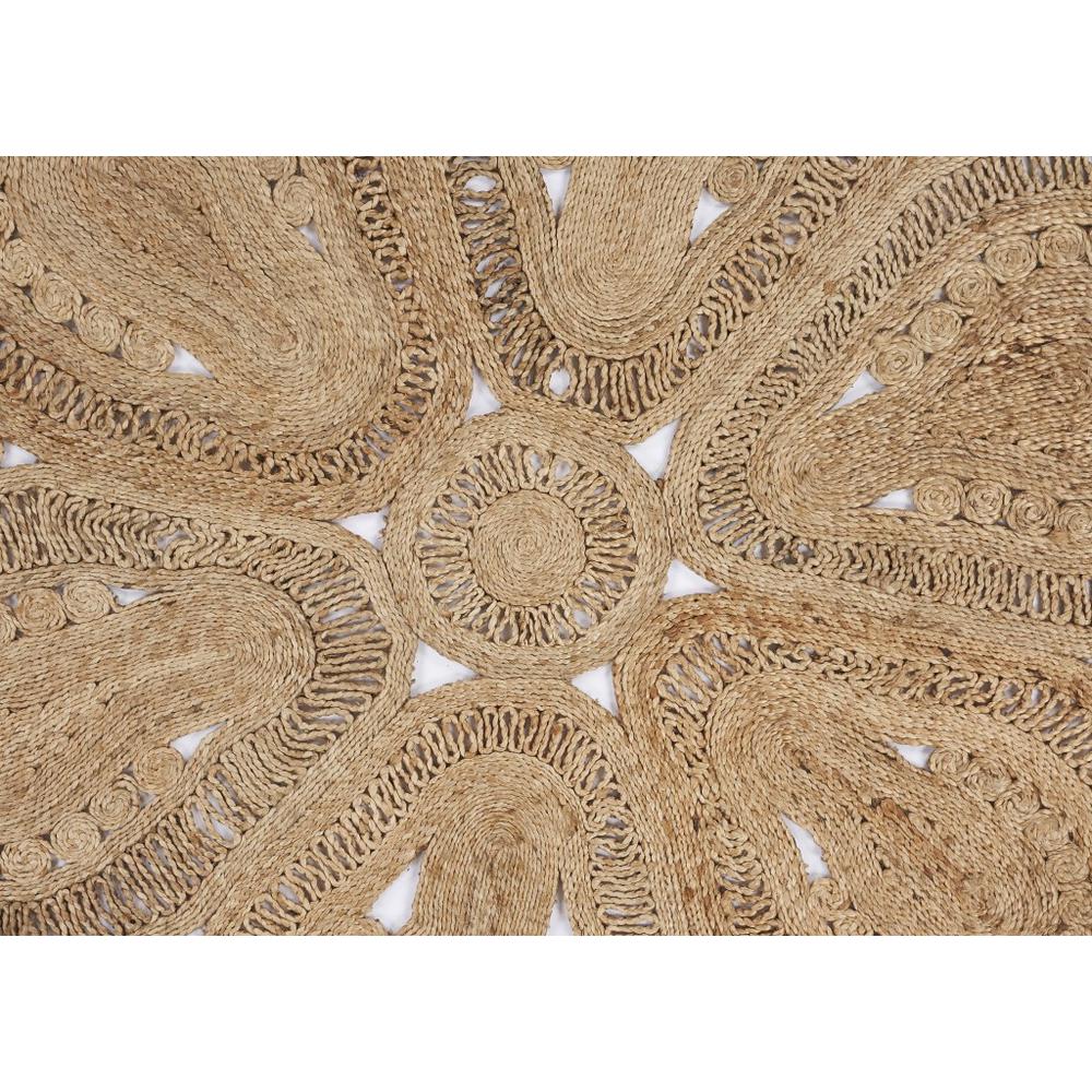 Floral Doily Natural Jute Area Rug Natural. Picture 2