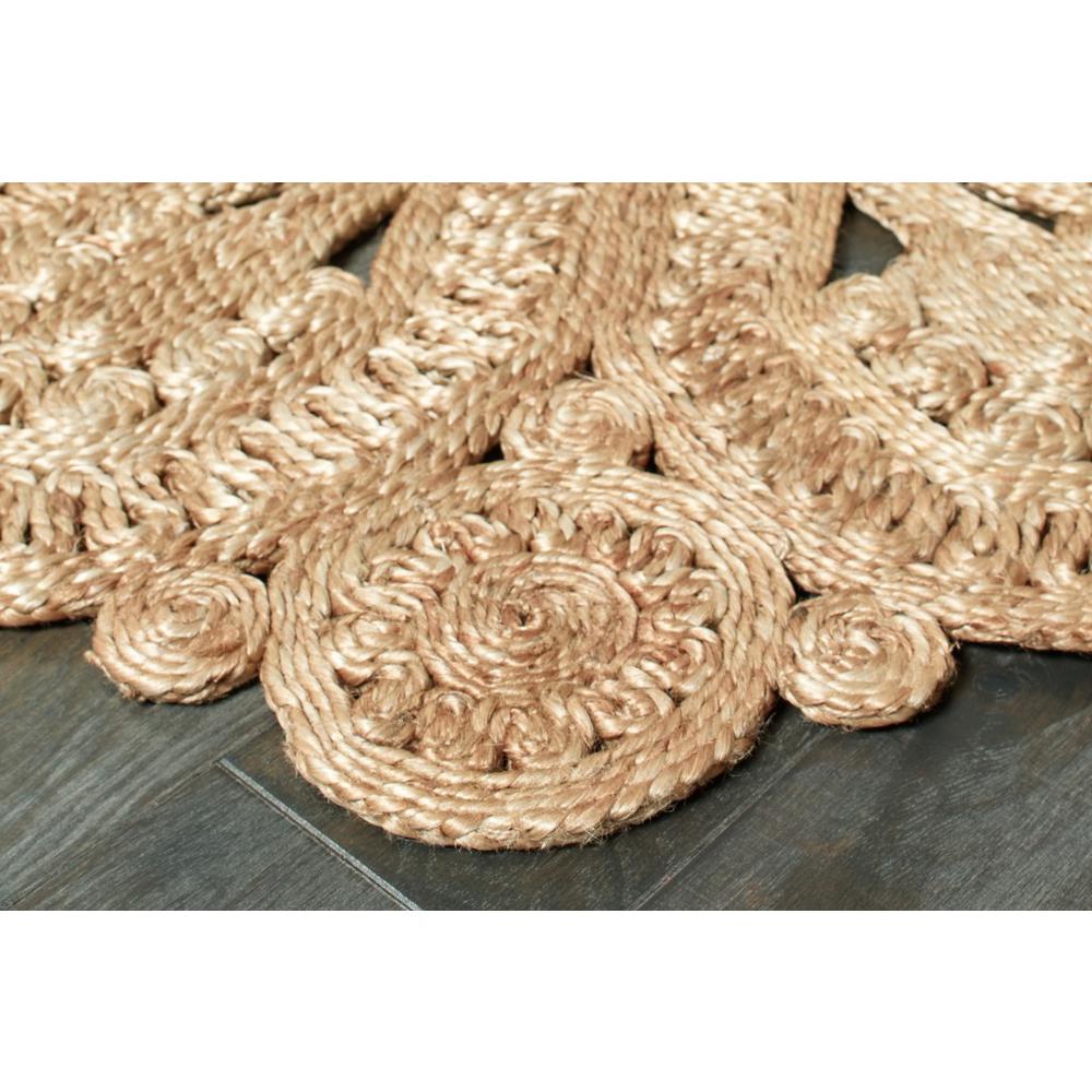 Floral Doily Natural Jute Area Rug Natural. Picture 3