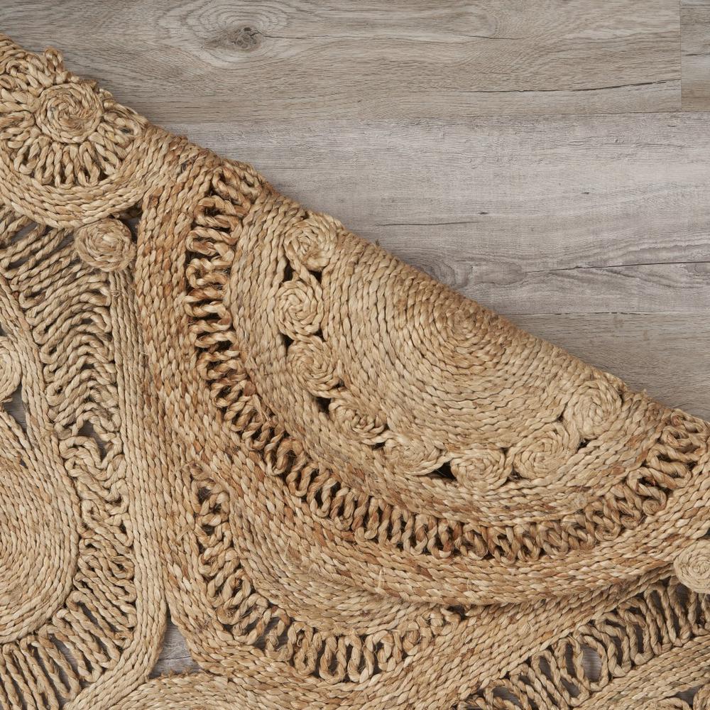 Floral Doily Natural Jute Area Rug Natural. Picture 4